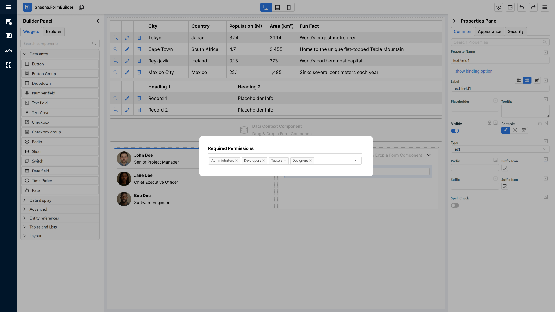 Permissions Dialogue