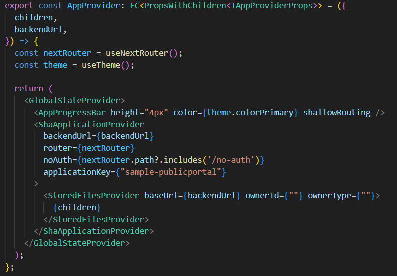 app-provider with new front end application key